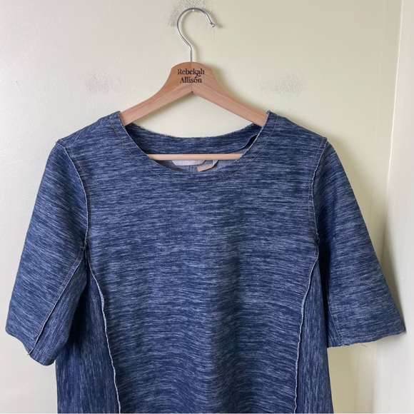 Anthropologie ZOA Denim Chambray Reverse Stitch Short Sleeve Top SZ Medium - Picture 4 of 11